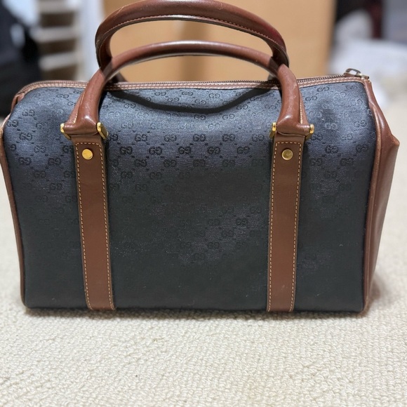 SOLD VERY RARE Vintage 70’s Gucci Navy GG Coated Canvas Boston Bag - Picture 6 of 15